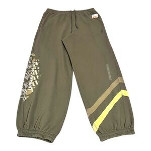 Free People Olive Track Pants with Yellow Accents